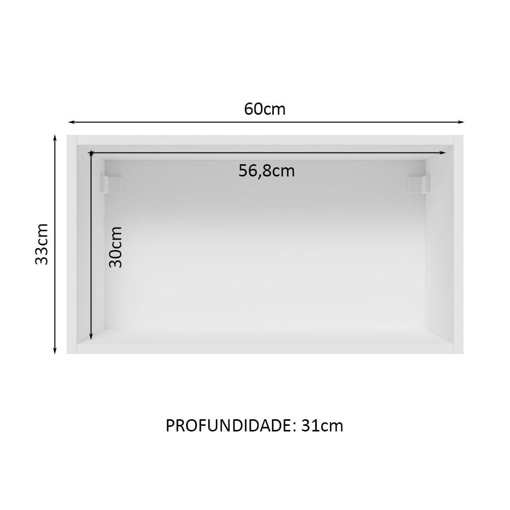 Armário Aéreo Madesa Lux 60 cm 1 Porta Basculante - Branco/Preto Branco/Preto