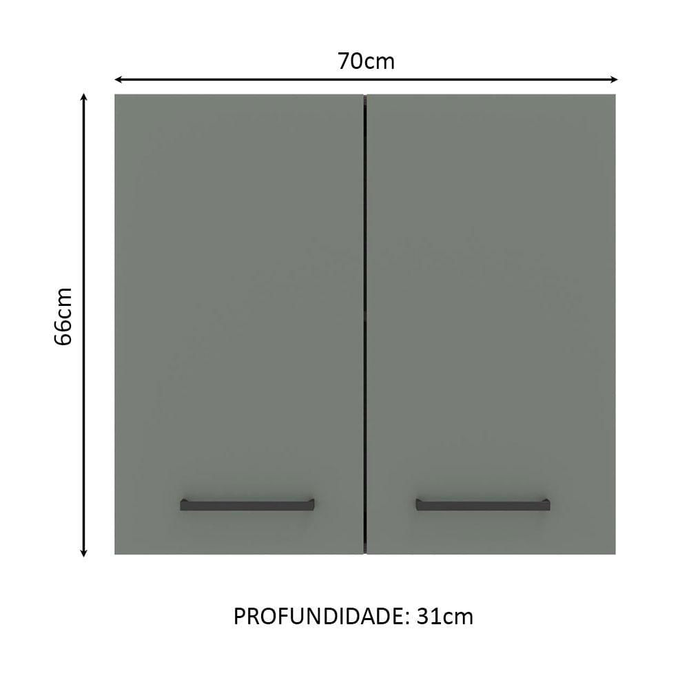 Armário Aéreo Madesa Agata 70 cm 2 Portas - Branco/Cinza Branco/Cinza