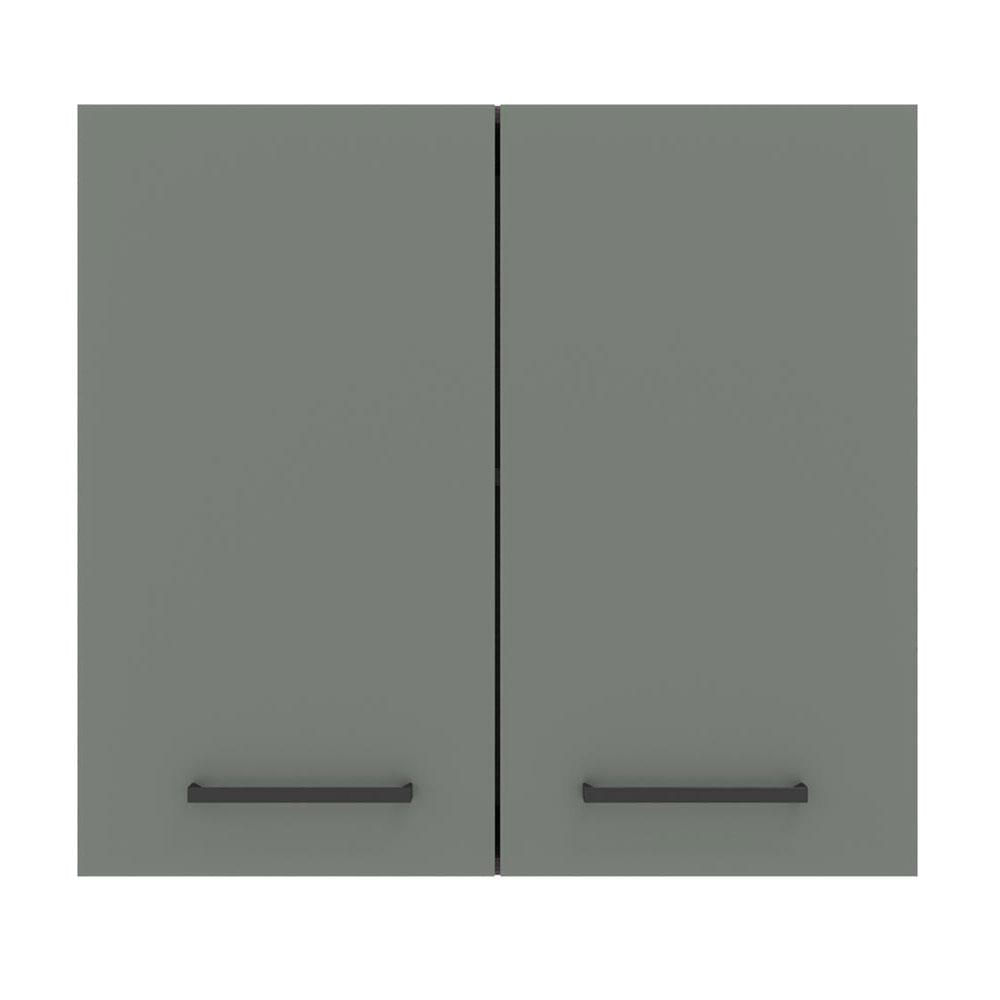 Armário Aéreo Madesa Agata 70 cm 2 Portas - Branco/Cinza Branco/Cinza