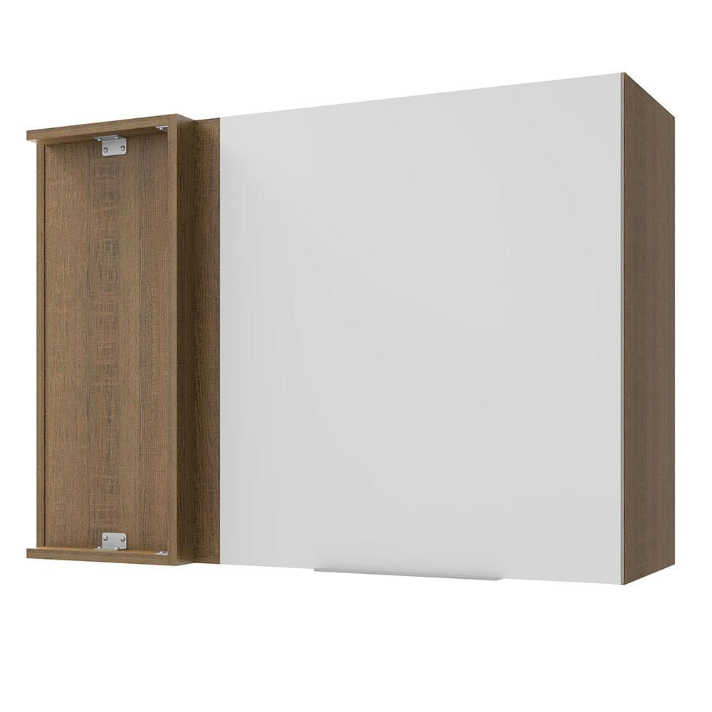 Armário Aéreo de Canto Madesa Stella 1 Porta - Rustic/Branco Rustic/Branco