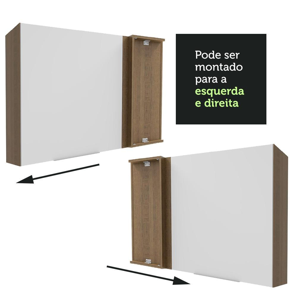 Armário Aéreo de Canto Madesa Stella 1 Porta - Rustic/Branco Rustic/Branco