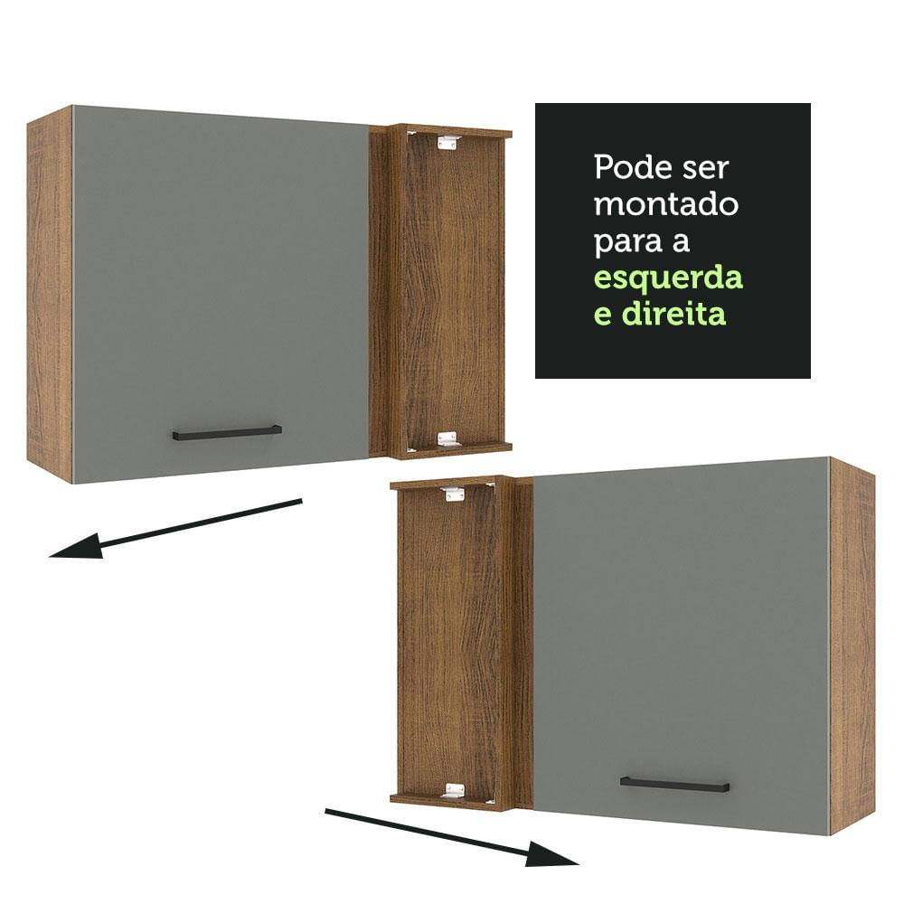 Armário Aéreo de Canto Madesa Agata 1 Porta - Rustic/Cinza Rustic/Cinza