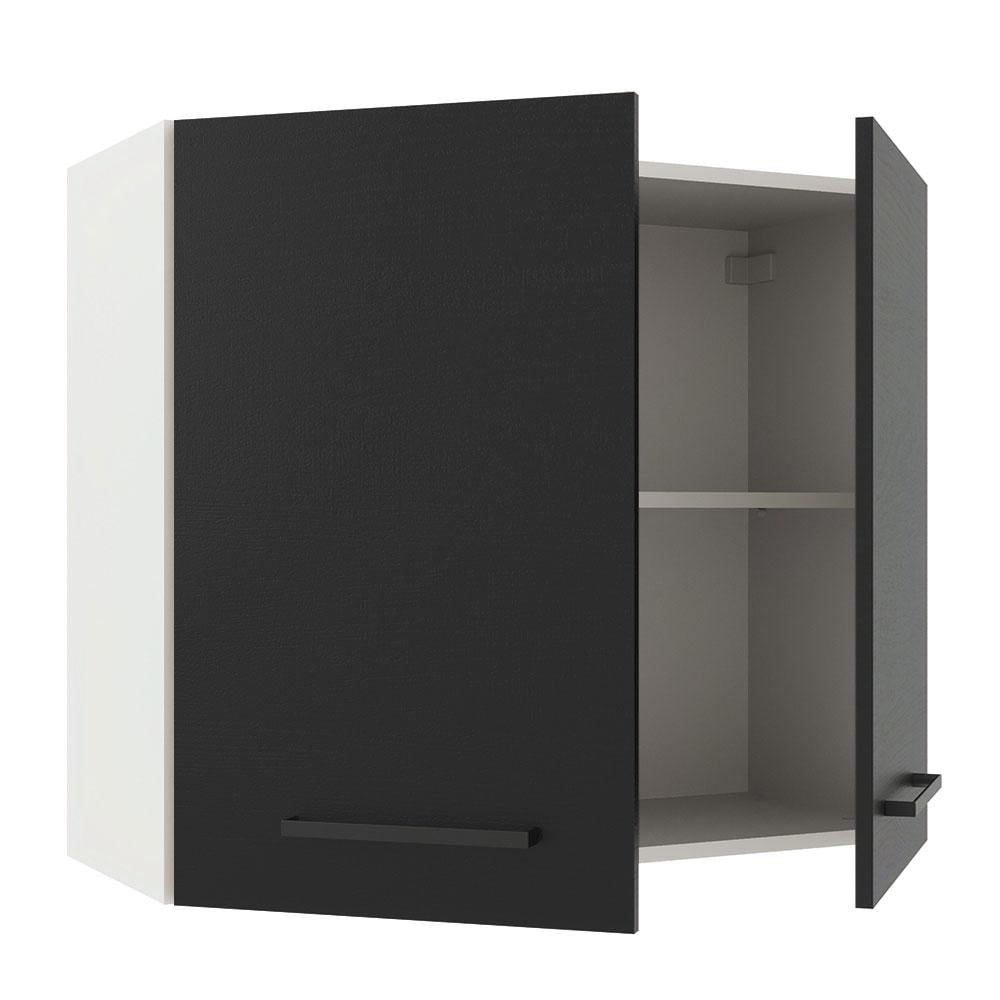 Armário Aéreo Madesa Agata 80 cm 2 Portas - Branco/Preto Branco/Preto