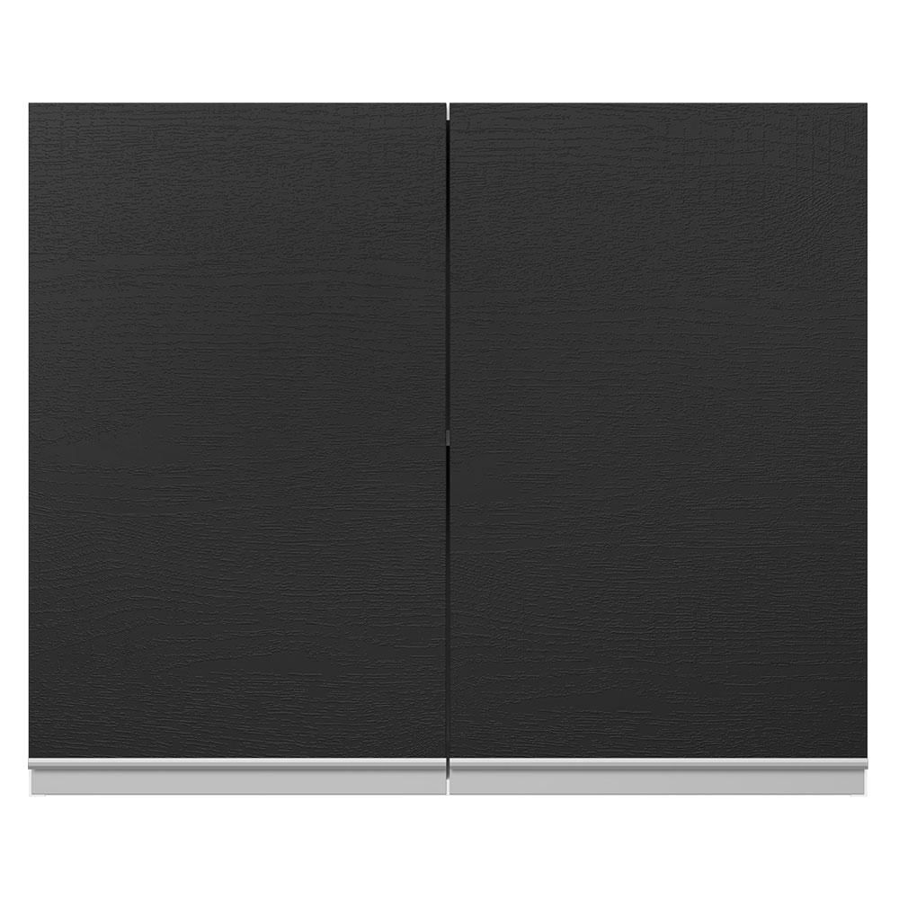 Armário Aéreo 100% MDF 80 cm 2 Portas Branco/Preto Acordes Madesa Branco/Preto