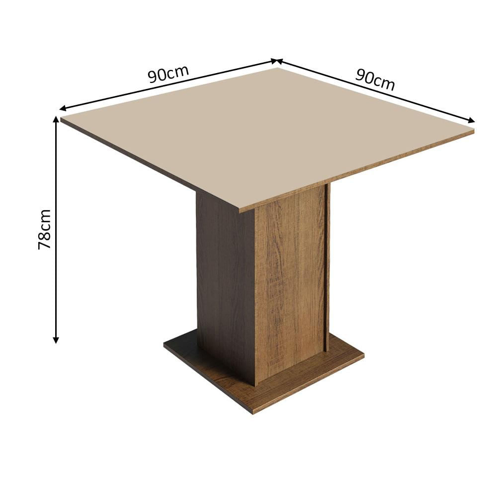 Conjunto Sala de Jantar Mesa Tampo de Madeira 4 Cadeiras Rustic/Crema/Bege Marrom Briana Madesa Rustic/Crema/Bege Marrom