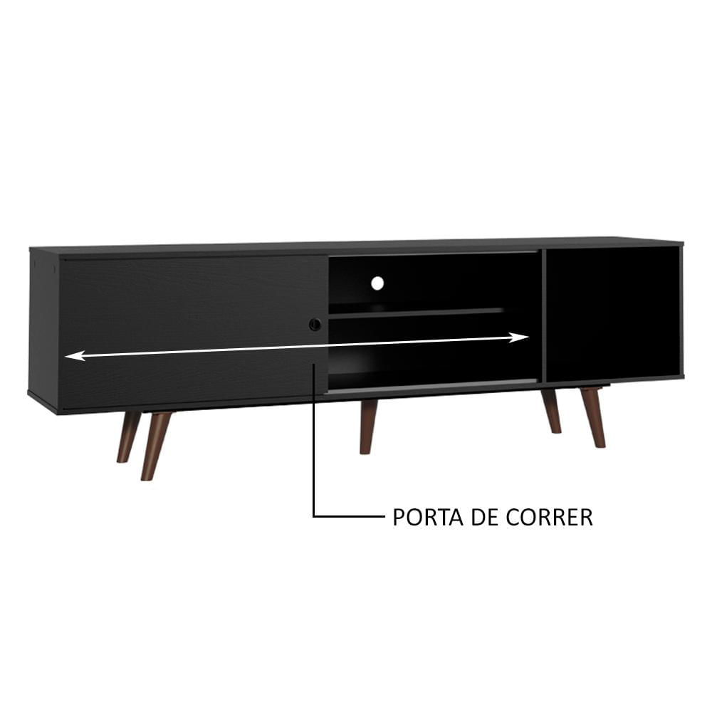 Rack Madesa Dubai para TV até 65 Polegadas com Pés - Preto/Rustic Preto/Rustic