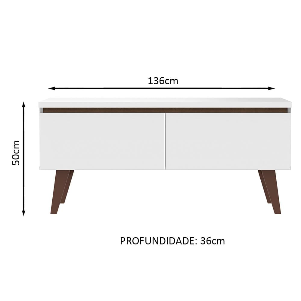 Rack para TV até 55 Polegadas Madesa Le Mans com 2 Portas - Branco/Rustic Rustic/Branco