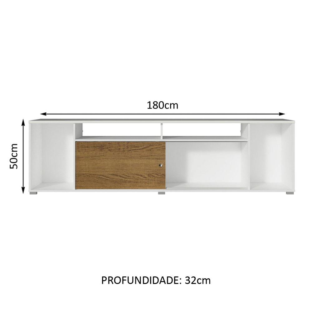 Rack para TV até 65 Polegadas Madesa Cancun - Branco/Rustic Branco/Rustic