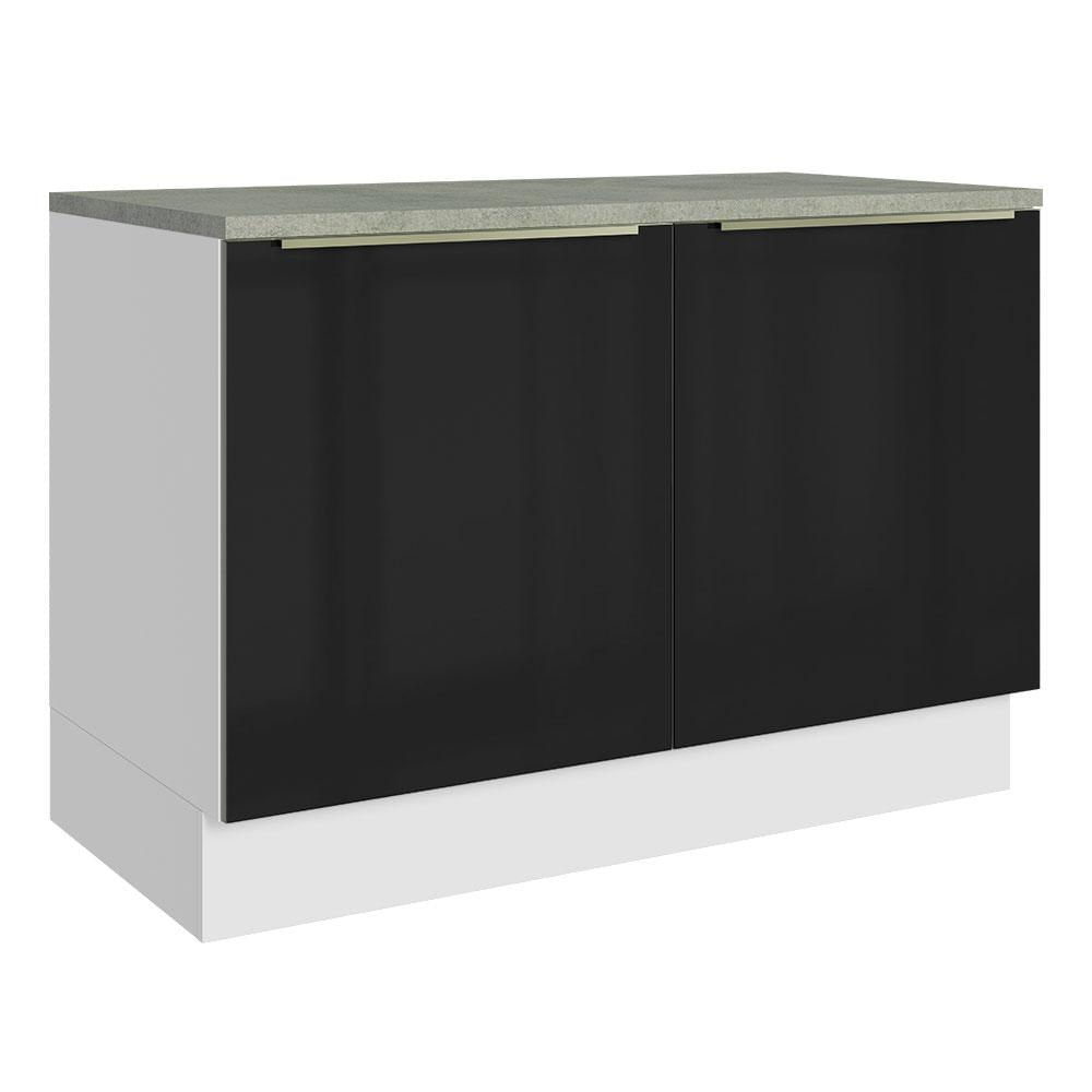 Balcão de Pia 120 cm 2 Portas Branco/Preto Lux Madesa