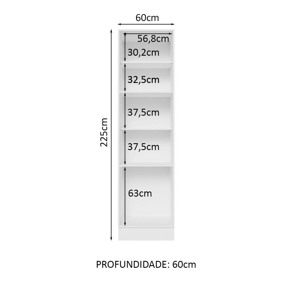 Paneleiro Madesa Lux 60 cm 3 Portas - Branco/Cinza Branco/Cinza