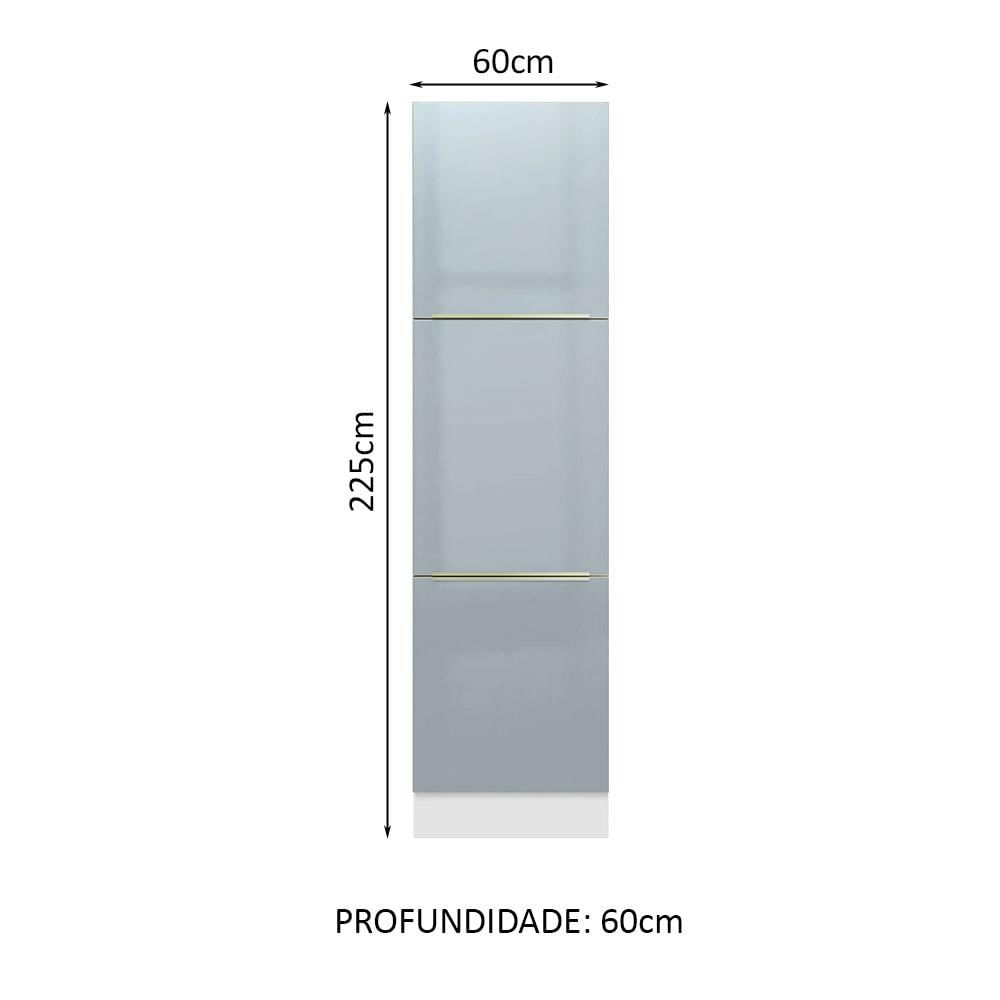 Paneleiro Madesa Lux 60 cm 3 Portas - Branco/Cinza Branco/Cinza