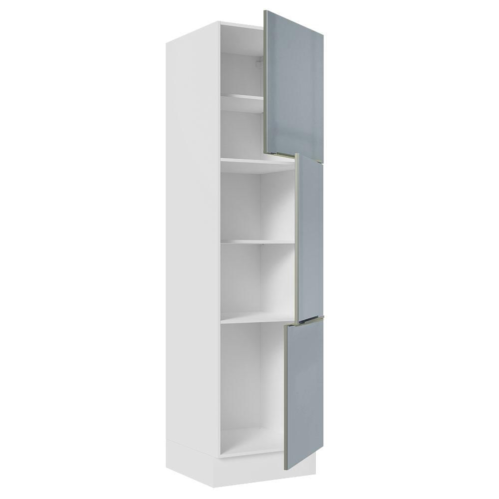 Paneleiro Madesa Lux 60 cm 3 Portas - Branco/Cinza Branco/Cinza