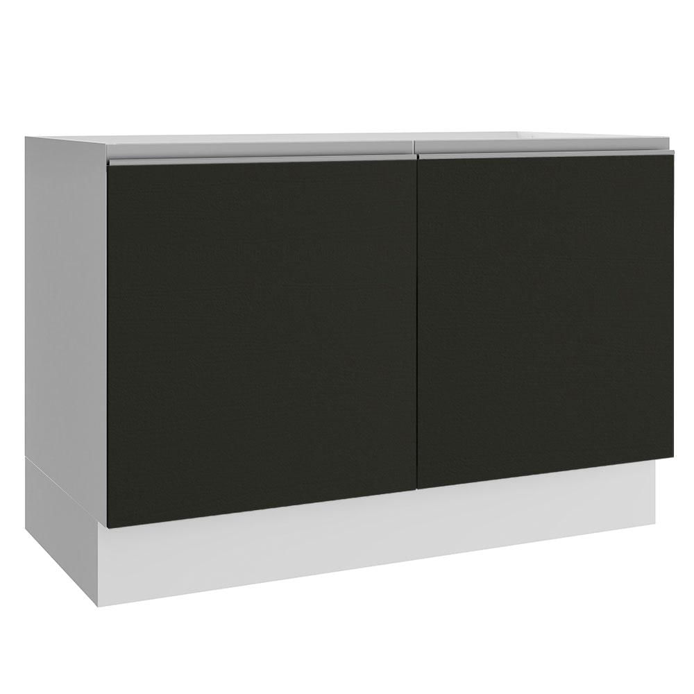 Balcão Gabinete de Pia Madesa Glamy 120 cm 2 Portas - Branco/Preto