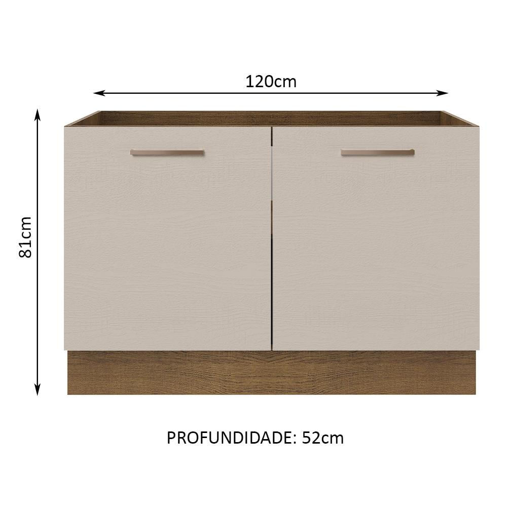 Balcão Gabinete de Pia 2 Portas Rustic/Crema Agata Madesa Rustic/Crema