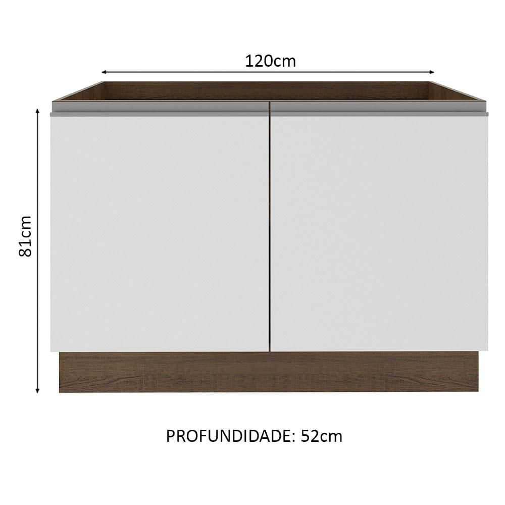 Balcão Gabinete de Pia Madesa Glamy 2 Portas - Rustic/Branco Rustic/Branco