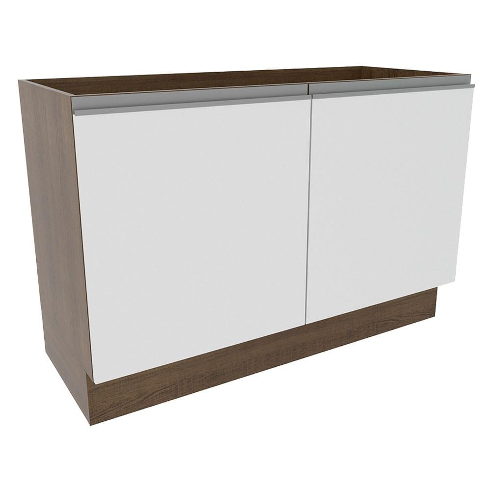 Balcão Gabinete de Pia Madesa Glamy 2 Portas - Rustic/Branco Rustic/Branco