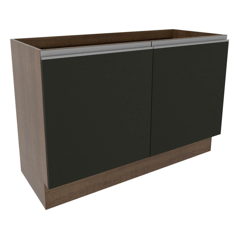 Balcão Gabinete de Pia Madesa Glamy 120 cm 2 Portas - Rustic/Preto