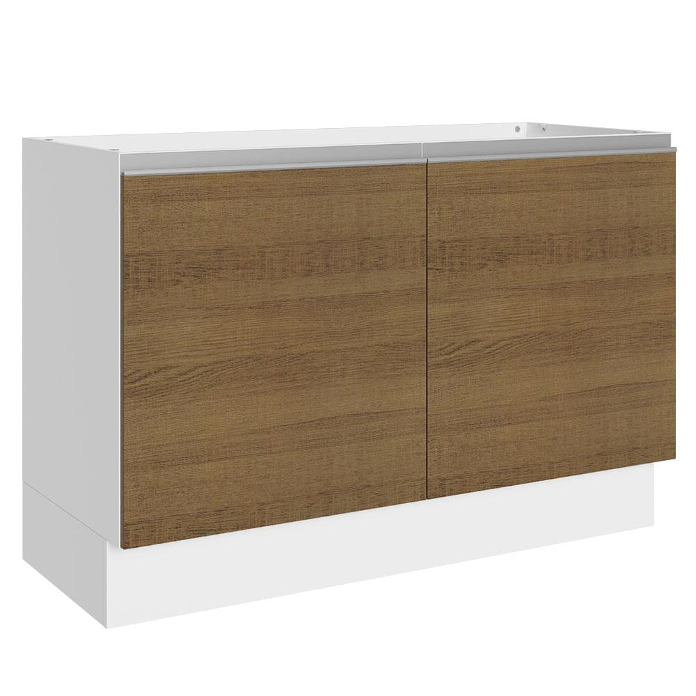 Balcão Gabinete de Pia Madesa Acordes 100% MDF 120 cm 2 Portas - Branco/Rustic