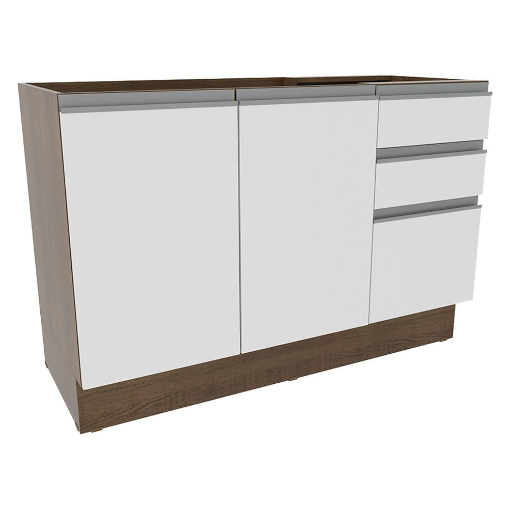 Balcão Gabinete de Pia Madesa Glamy 2 Portas e 3 Gavetas - Rustic/Branco Rustic/Branco