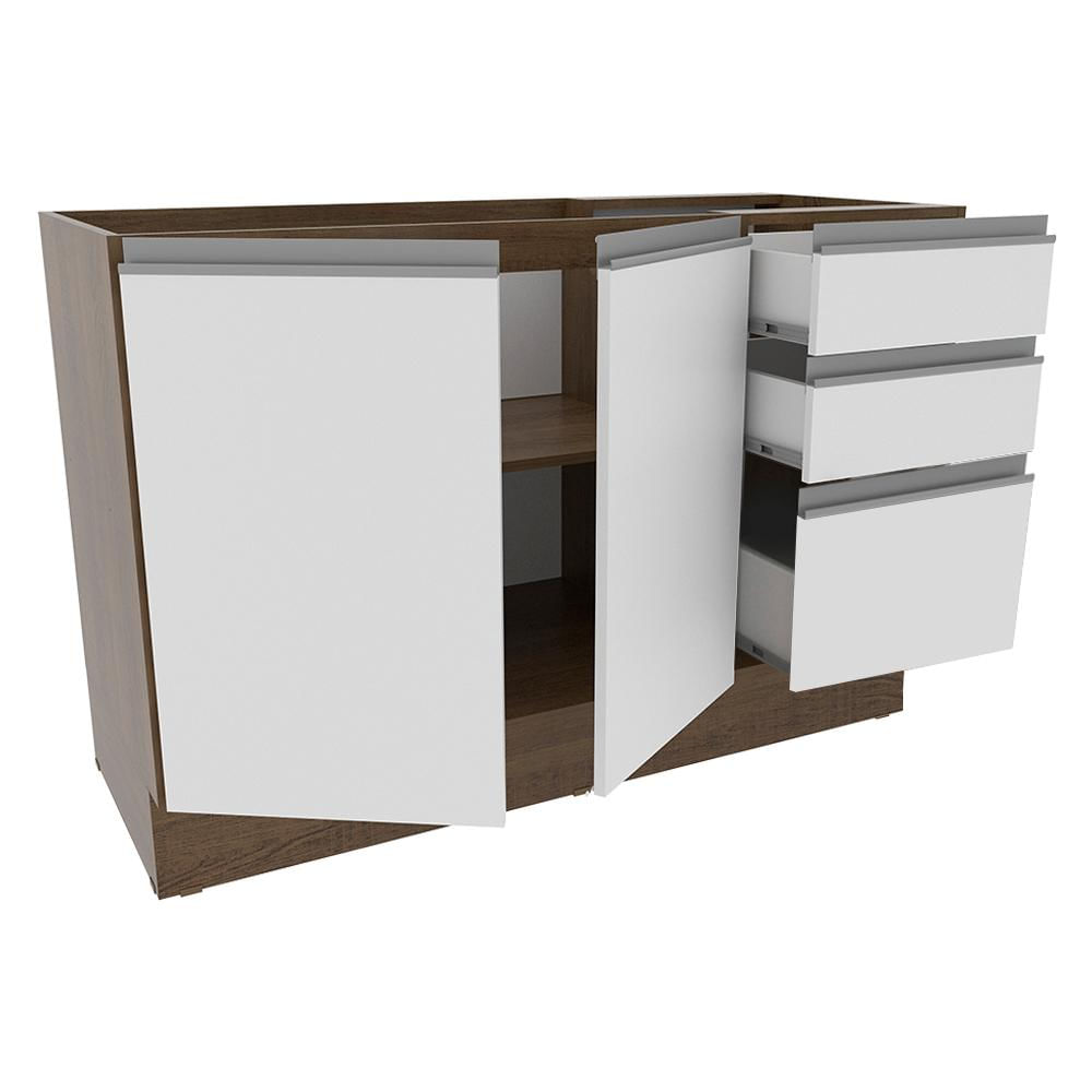 Balcão Gabinete de Pia Madesa Glamy 2 Portas e 3 Gavetas - Rustic/Branco Rustic/Branco