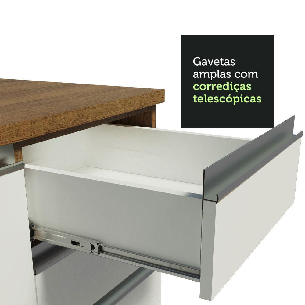 Balcão Gabinete de Pia Madesa Glamy 2 Portas e 3 Gavetas - Rustic/Branco Rustic/Branco