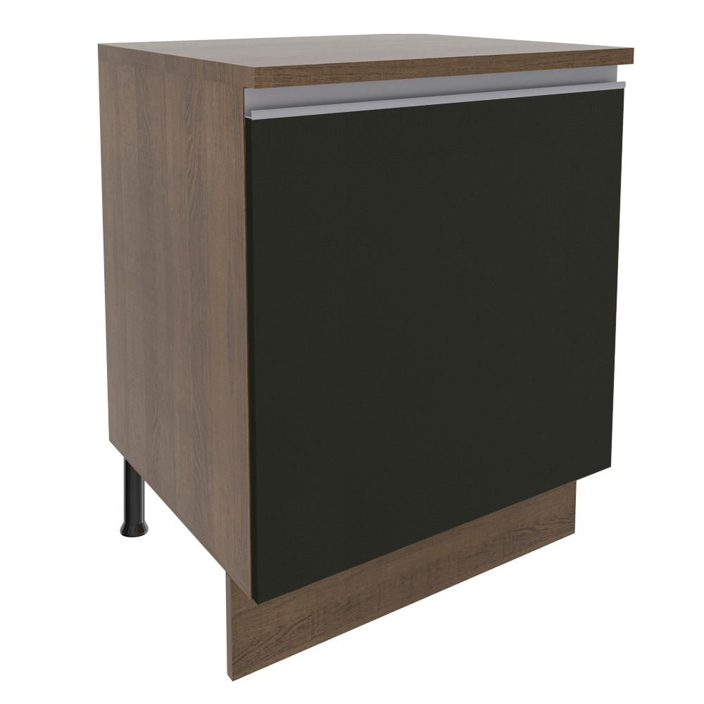 Balcão Madesa Glamy 60 cm 1 Porta - Rustic/Preto