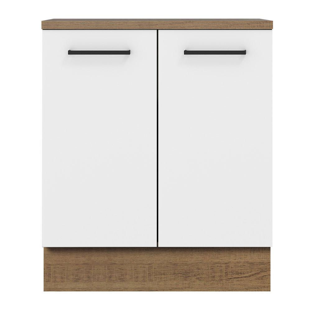 Balcão de Cozinha Madesa Agata 70 cm 2 Portas - Rustic/Branco Rustic/Branco