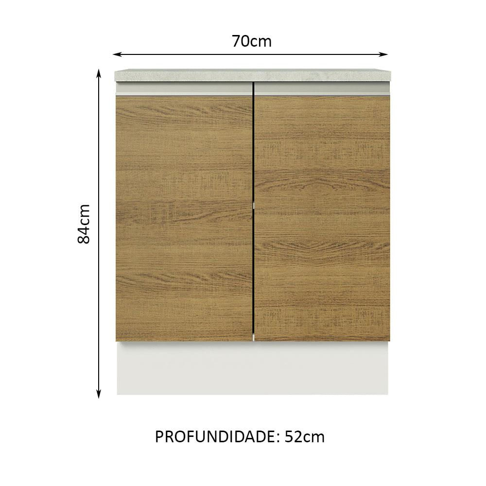 Balcão de Cozinha Madesa Glamy 70 cm 2 Portas - Branco/Rustic Branco/Rustic