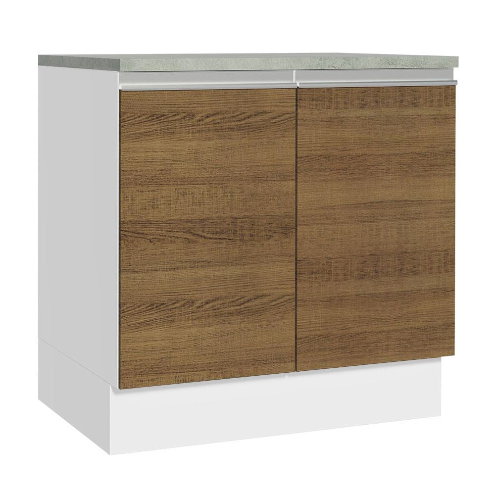 Balcão Madesa Glamy 80 cm 2 Portas - Branco/Rustic