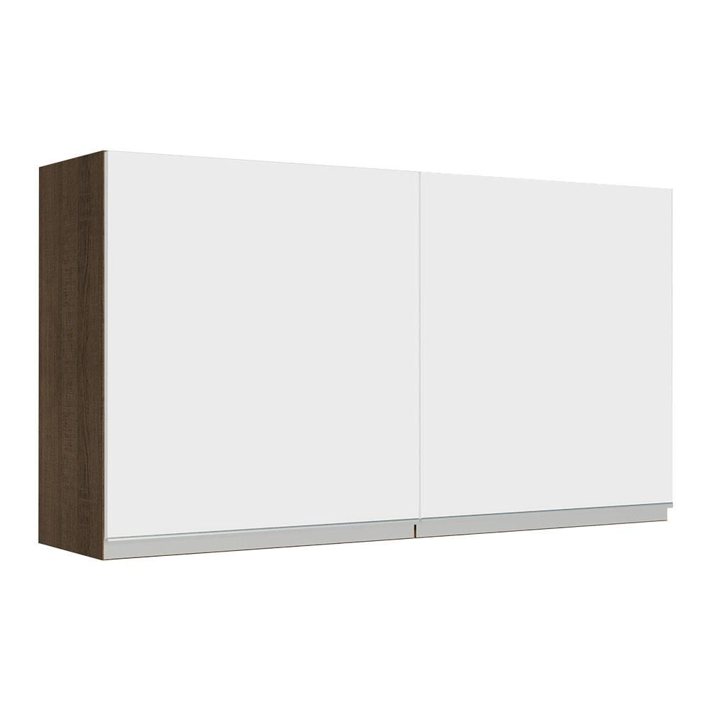 Armário Aéreo Madesa Glamy 120 cm 2 Portas - Rustic/Branco