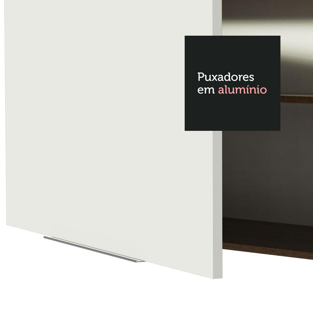 Armário Aéreo Madesa Stella 120 cm 2 Portas - Rustic/Branco Rustic/Branco