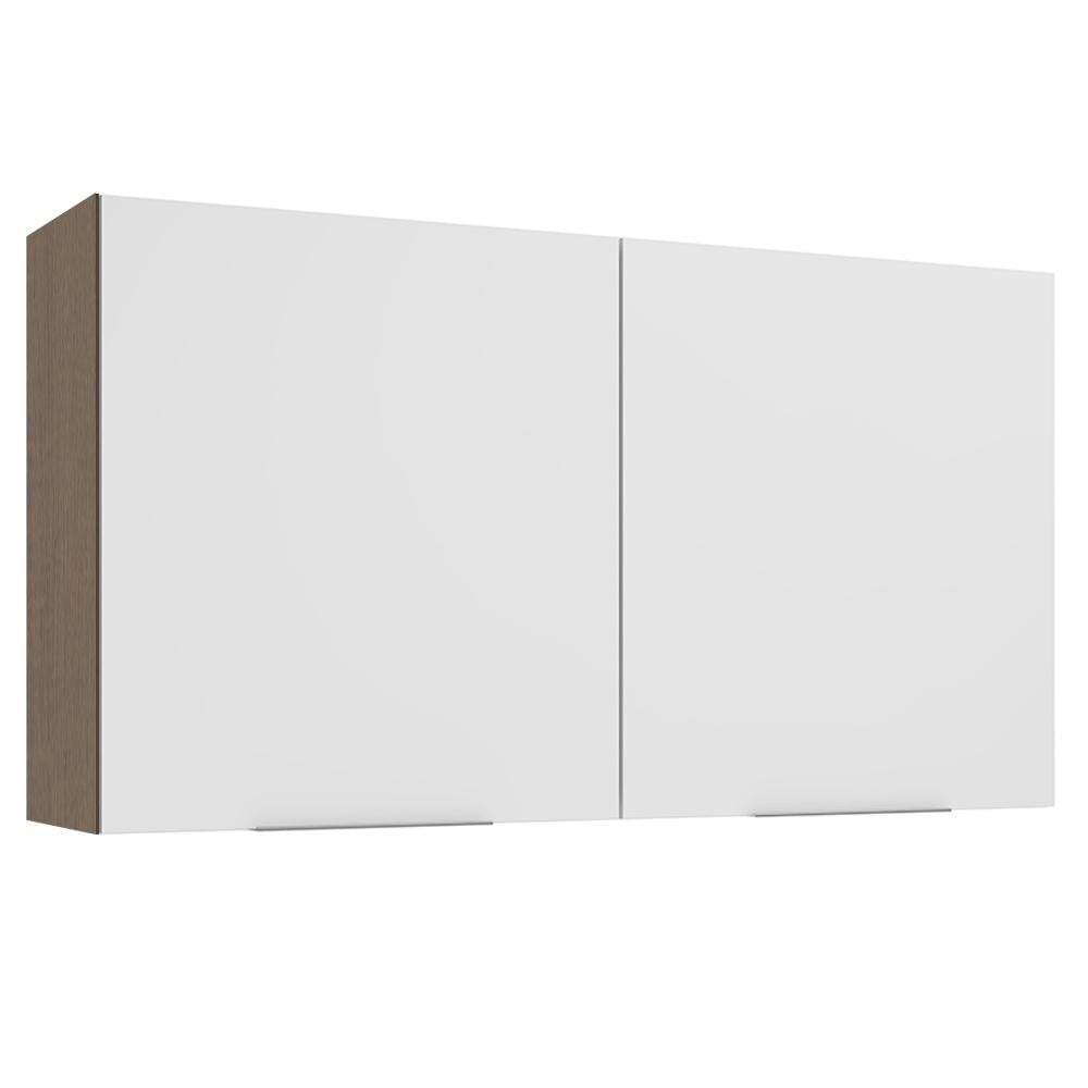 Armário Aéreo Madesa Stella 120 cm 2 Portas - Rustic/Branco Rustic/Branco