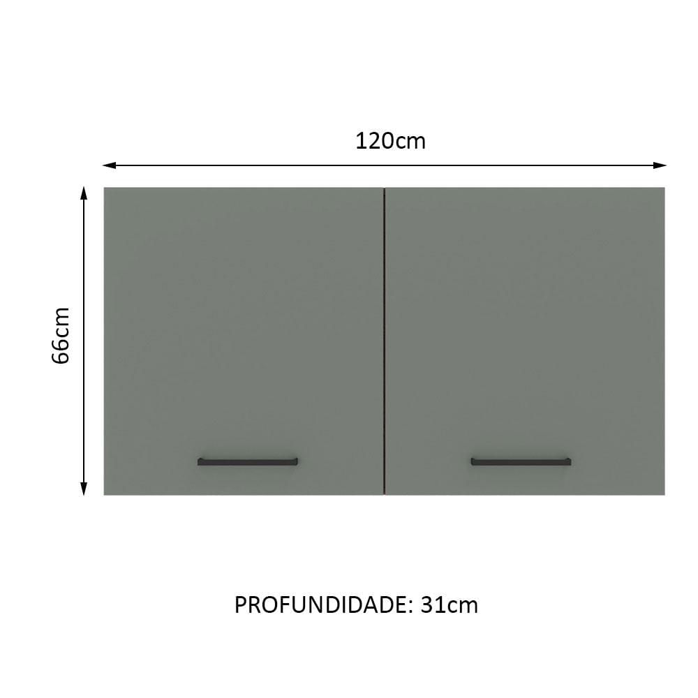 Armário Aéreo Madesa Agata 120 cm 2 Portas - Branco/Cinza Branco/Cinza