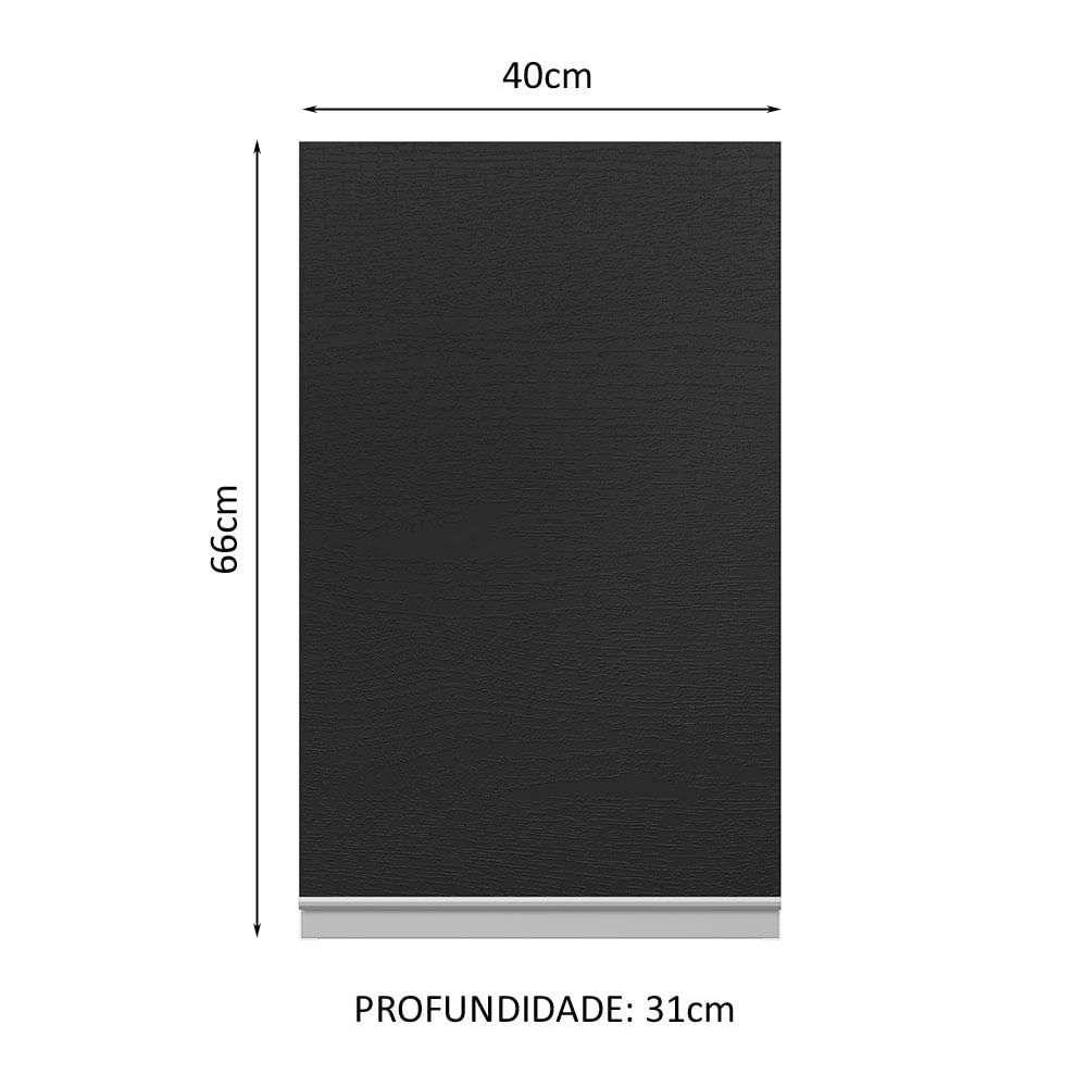 Armário Aéreo 100% MDF 40 cm 1 Porta Branco/Preto Acordes Madesa Branco/Preto