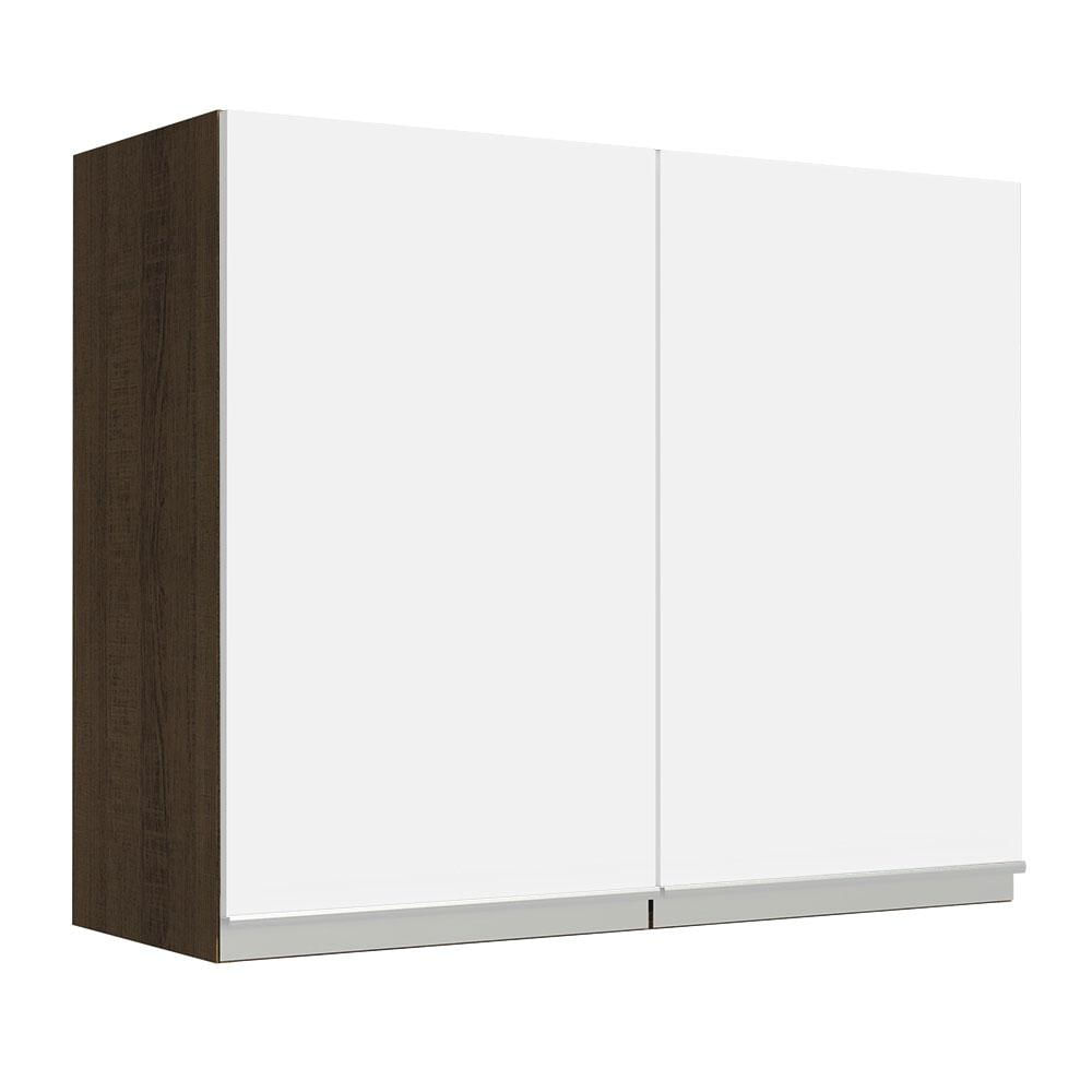 Armário Aéreo Madesa Glamy 80 cm 2 Portas - Rustic/Branco Rustic/Branco