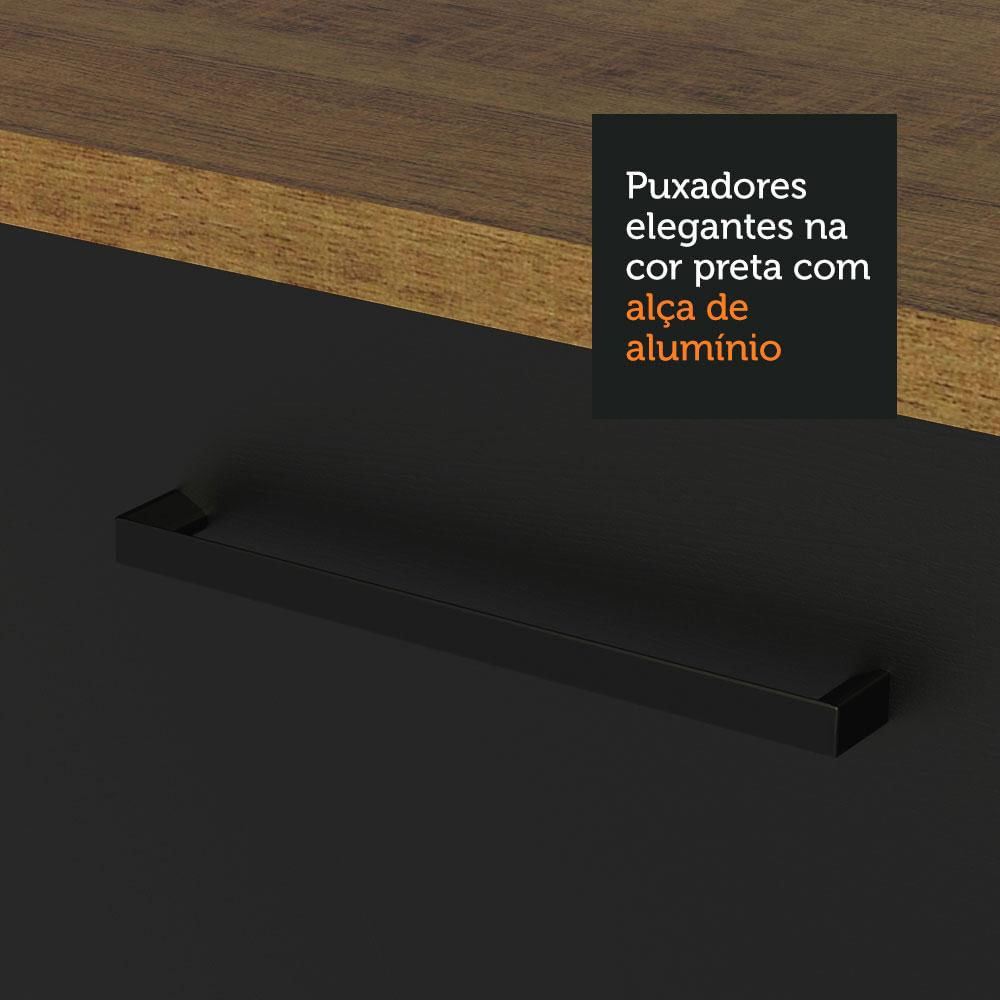 Armário de Cozinha Completa 250cm Rustic/Preto Agata Madesa 01 Rustic/Preto