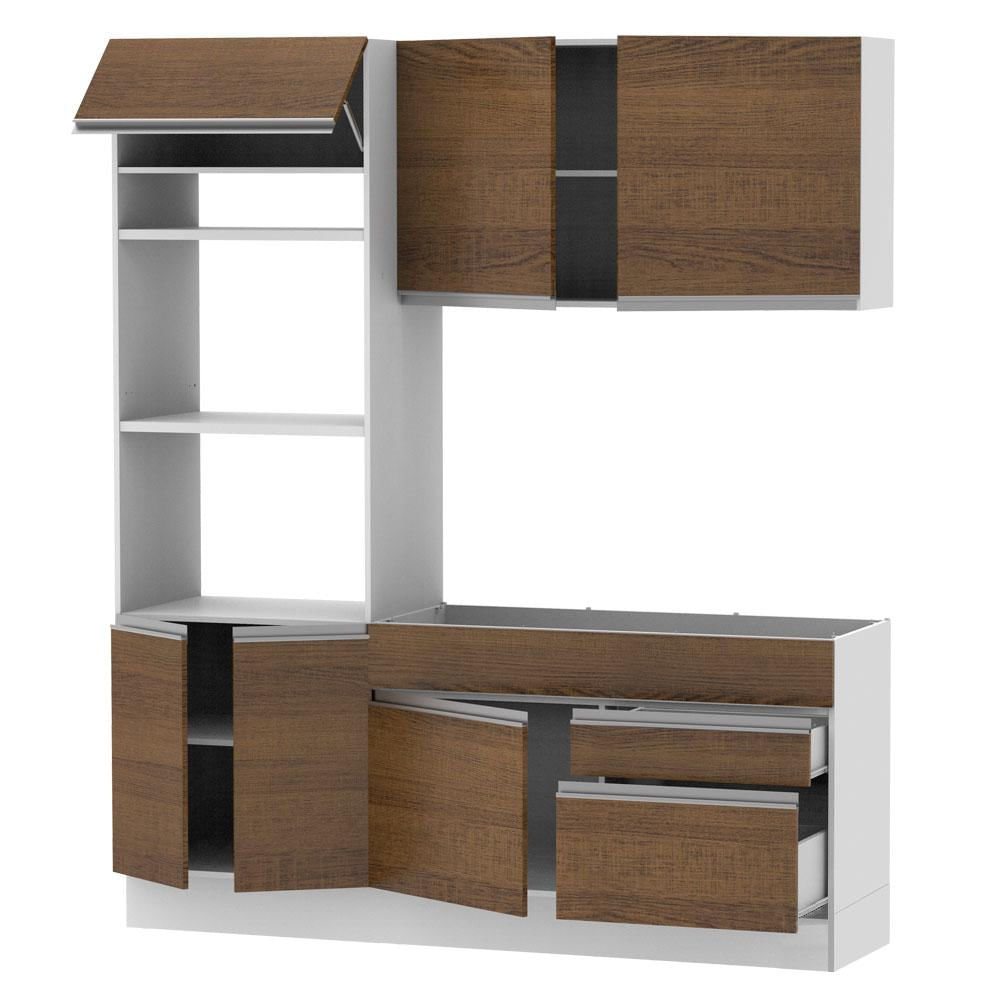 Cozinha Compacta Madesa Lívia 6 Portas 2 Gavetas (Sem Tampo e Pia) Branco/Rustic Branco/Rustic