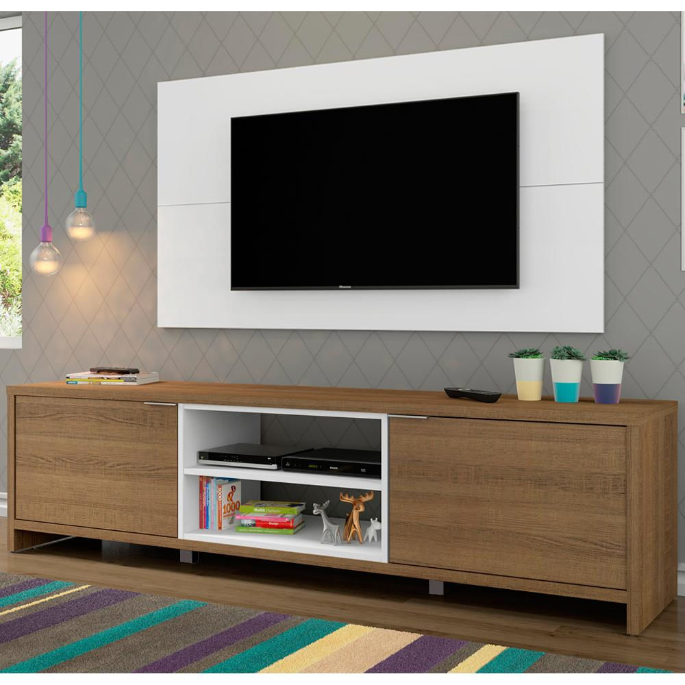 Rack Madesa Metz e Painel para TV até 55 Polegadas - Rustic/Branco