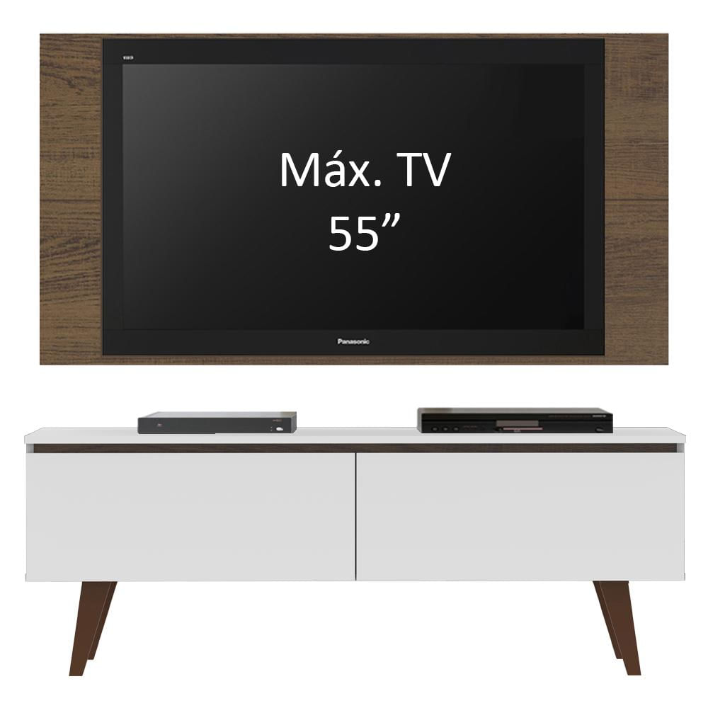 Rack Madesa Le Mans e Painel para TV até 55 Polegadas 2 Portas Rustic/Branco