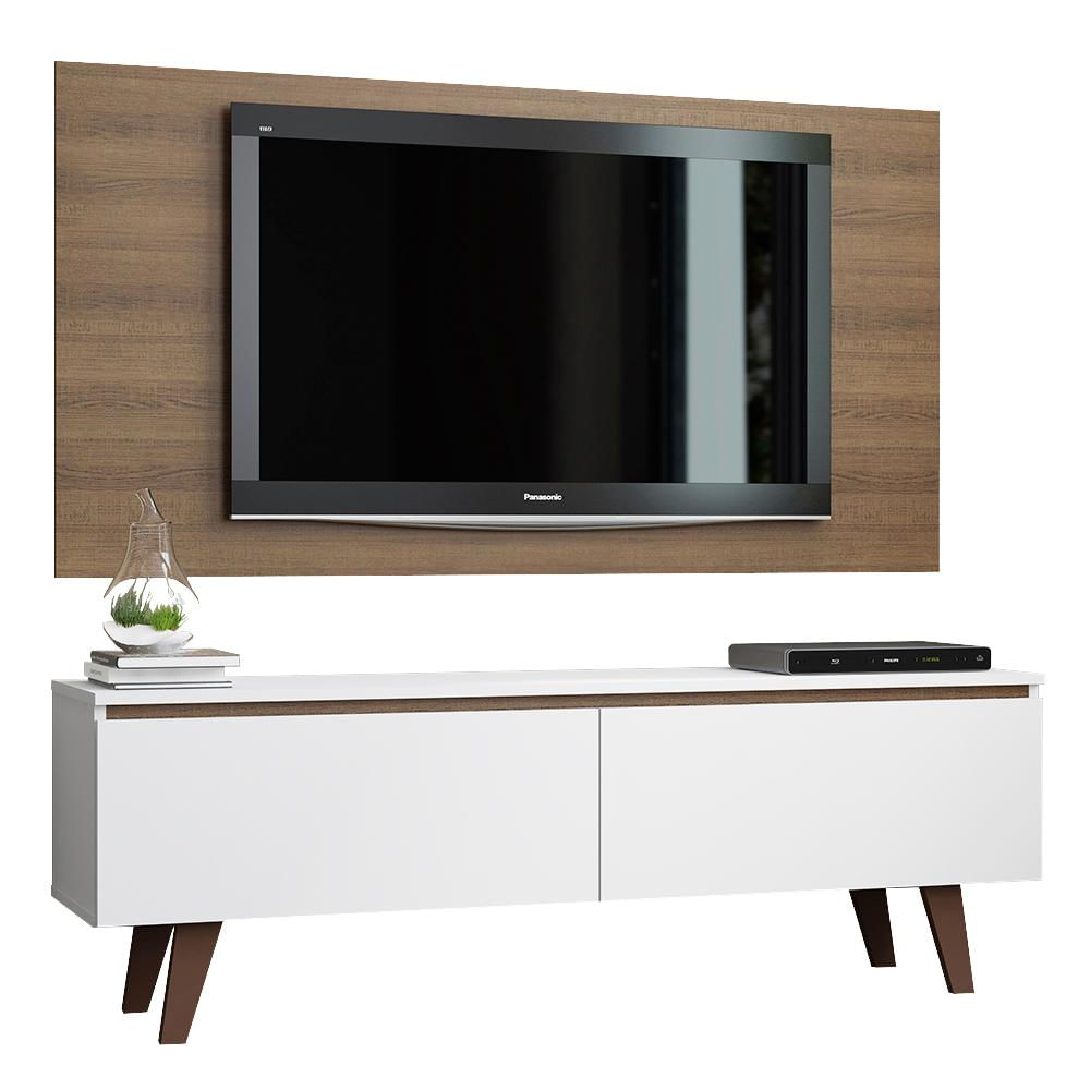 Rack Madesa Le Mans e Painel para TV até 55 Polegadas 2 Portas Rustic/Branco