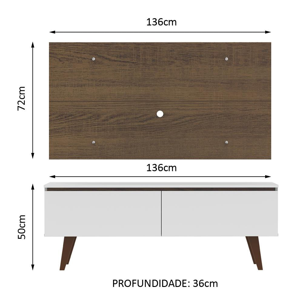 Rack Madesa Le Mans e Painel para TV até 55 Polegadas 2 Portas Rustic/Branco