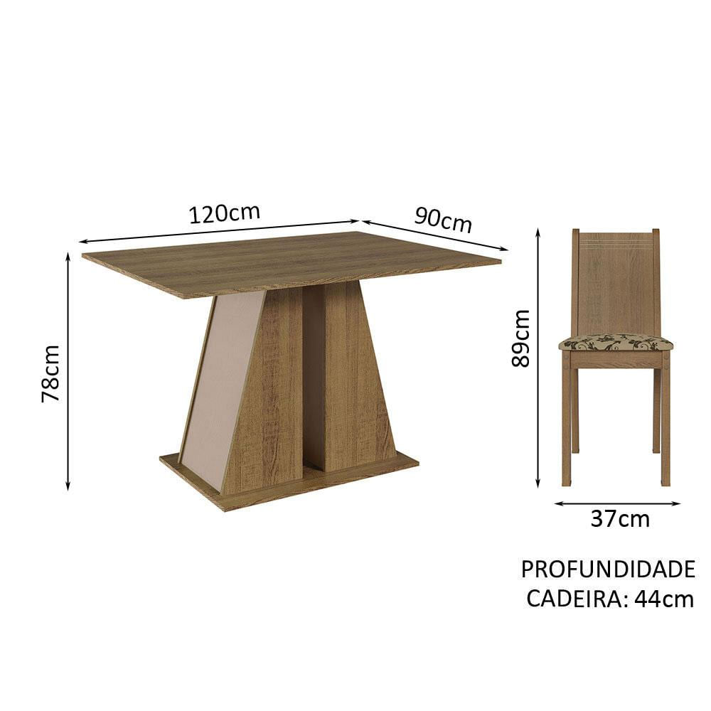 Conjunto Sala de Jantar Mesa Tampo de Madeira 6 Cadeiras Rustic/Crema/Bege Marrom Sharon Madesa Rustic/Crema/Bege Marrom