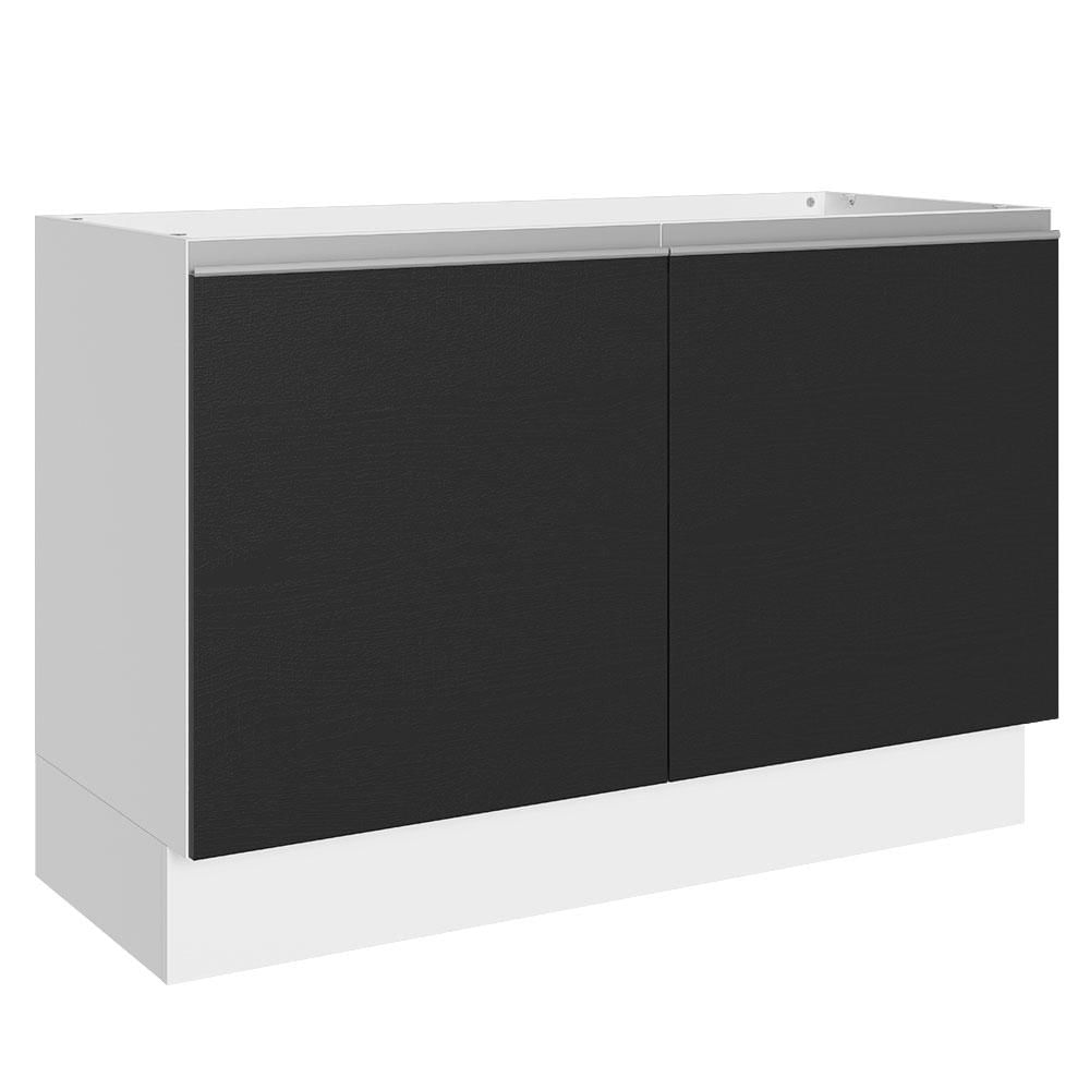 Balcão Gabinete de Pia 100% MDF 120 cm 2 Portas Branco/Preto Acordes Madesa