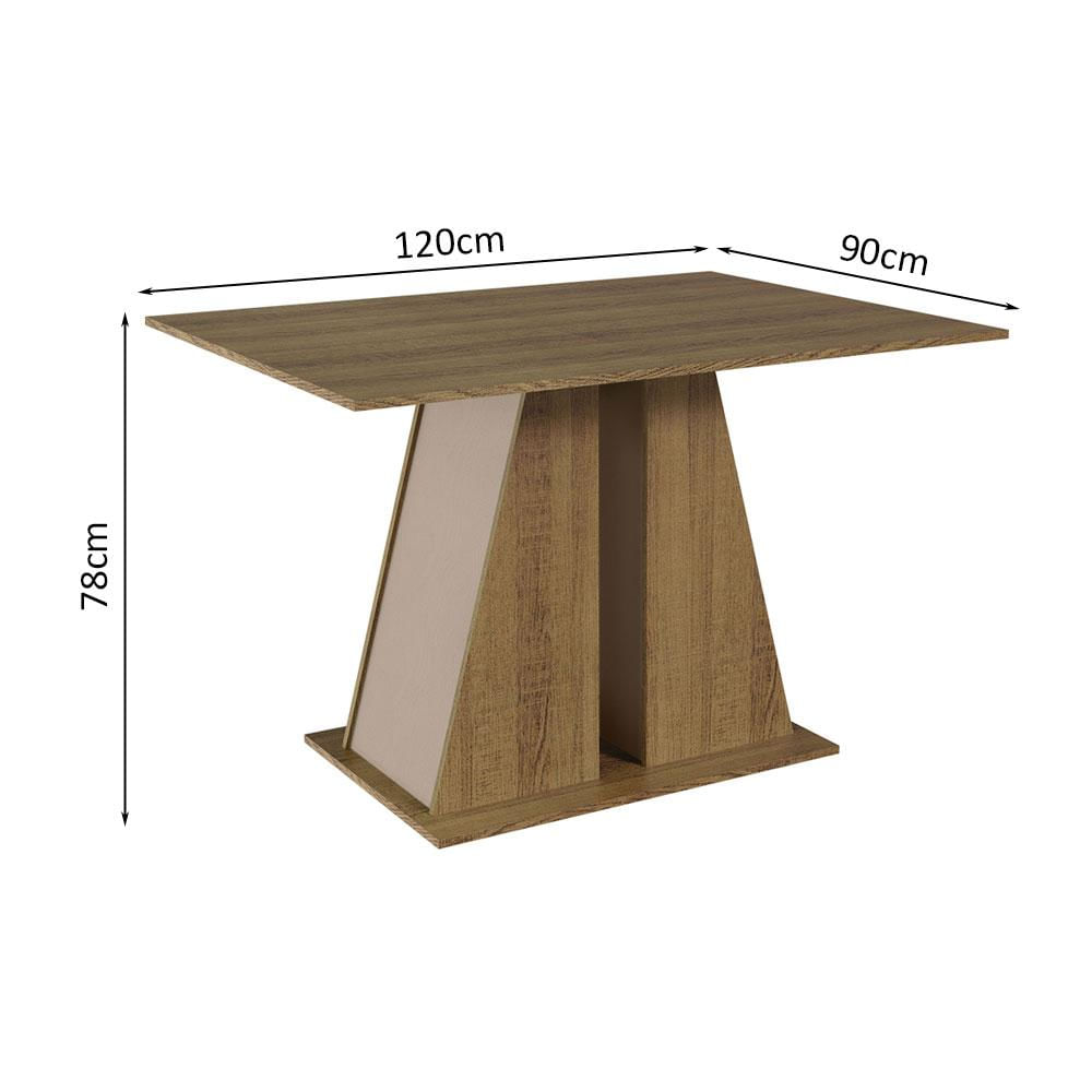 Conjunto Sala de Jantar Mesa Tampo de Madeira 4 Cadeiras Rustic/Crema/Bege Marrom Sophie Madesa Rustic/Crema/Bege Marrom