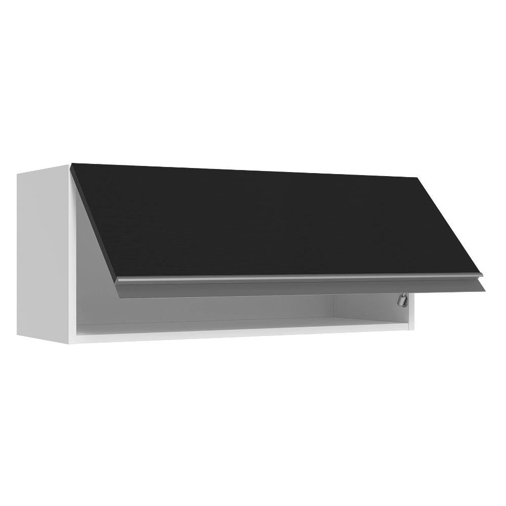 Armário Aéreo 100% MDF 80 cm 1 Porta Basculante Branco/Preto Acordes Madesa Branco/Preto