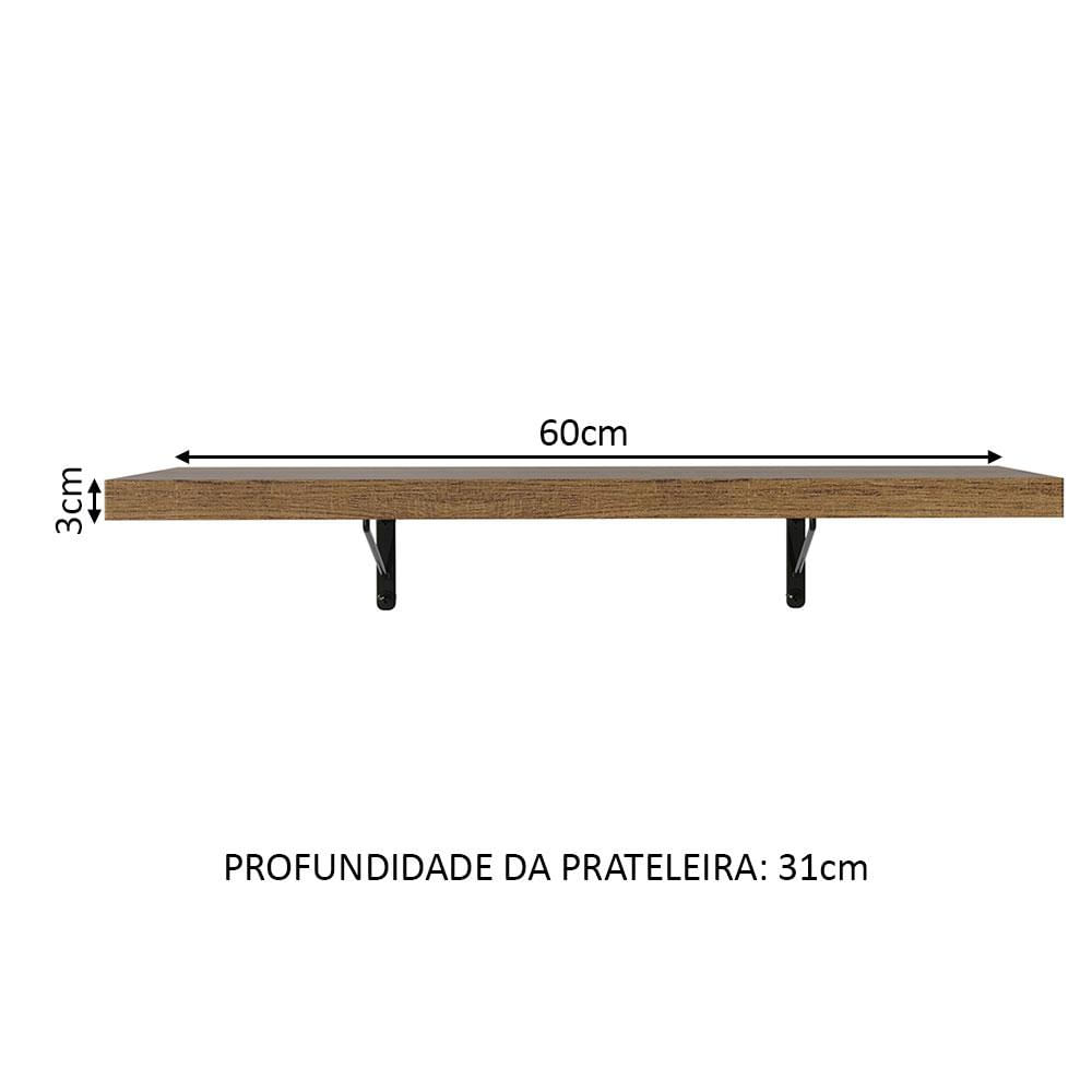 Kit 2 Prateleiras Suspensas para Cozinha Madesa 60 cm com Mão Francesa - Rustic Rustic