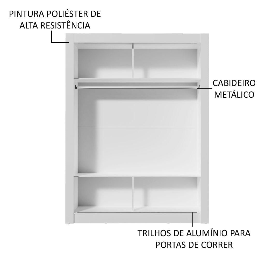 Guarda-Roupa Solteiro Madesa Denver 2 Portas de Correr - Branco/Rustic Branco/Rustic