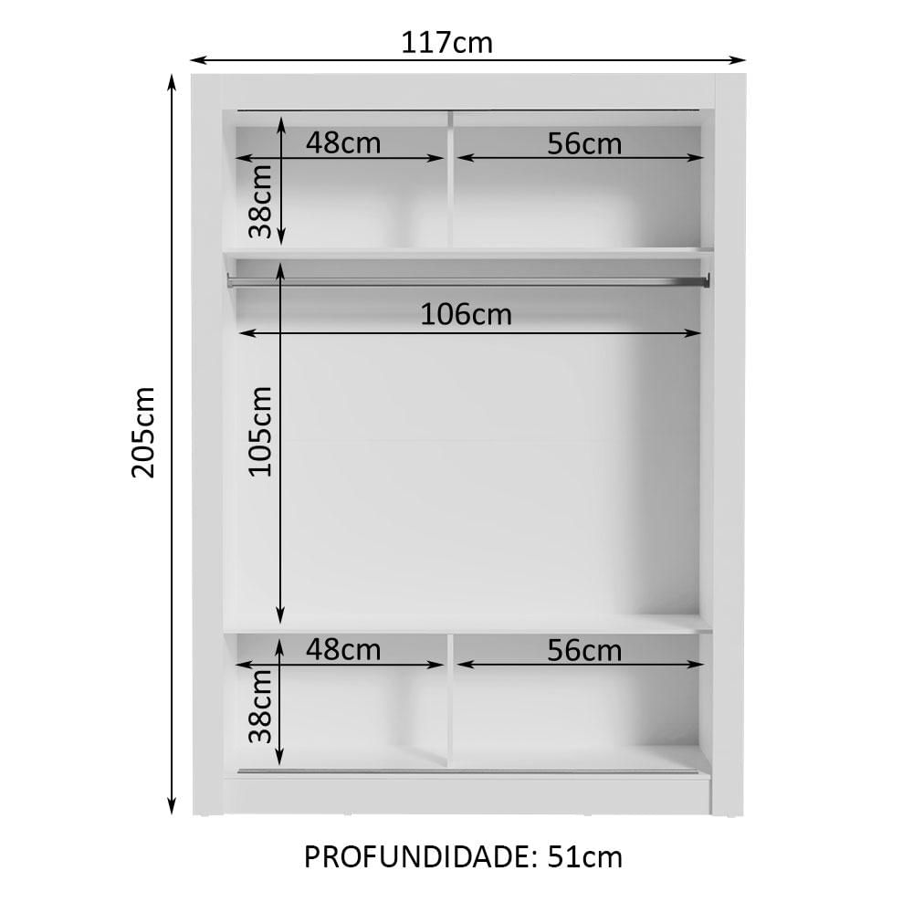 Guarda-Roupa Solteiro Madesa Denver 2 Portas de Correr - Branco/Rustic Branco/Rustic