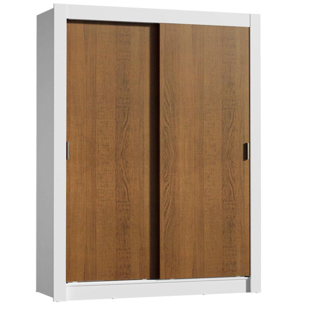 Guarda-Roupa Solteiro Madesa Denver 2 Portas de Correr - Branco/Rustic Branco/Rustic