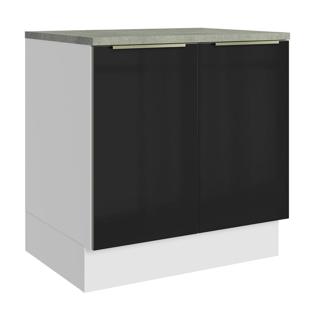 Balcão 80 cm 2 Portas Branco/Preto Lux Madesa